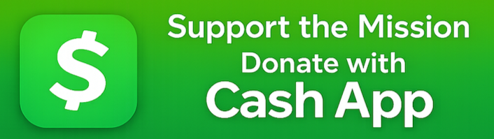 Green cash app button inviting visitors to support the Tigaro House mission and help to distribute gospel tracts and biblical resources